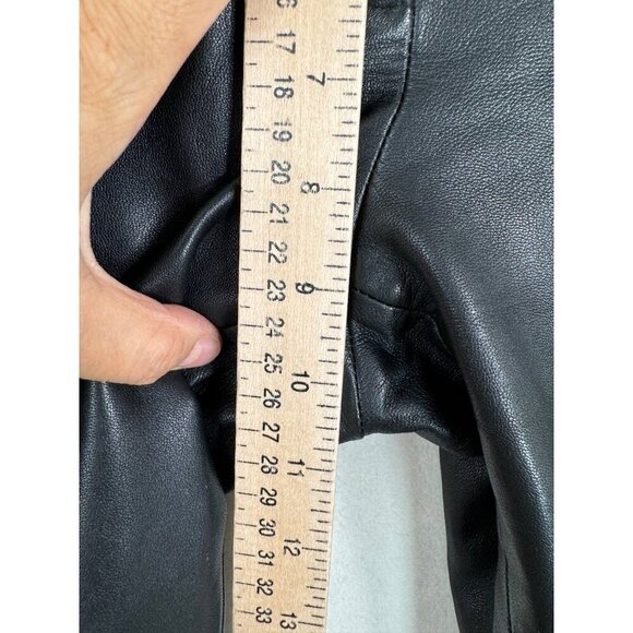 Elements By Vakko Women's Black Leather biker 90s Pants 8 - Picture 5 of 12
